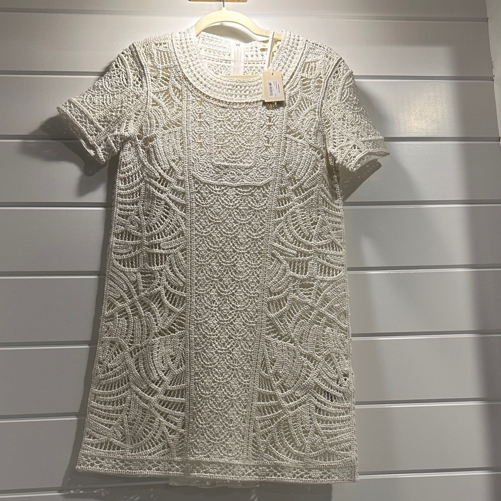 Elegant Cream crochet with slip underneath Dress